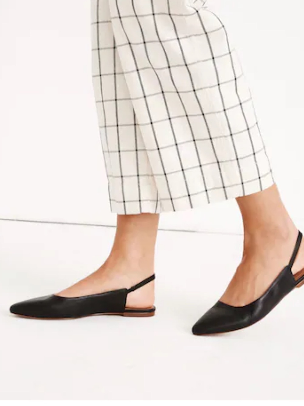 Madewell Pointed Black Slingback Flats - Women's Slip-On Loafers
